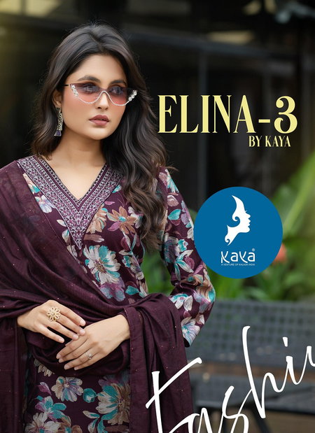 Elina 3 By Kaya Vertican Printed Kurti With Pant Dupatta Wholesale Market Surat
